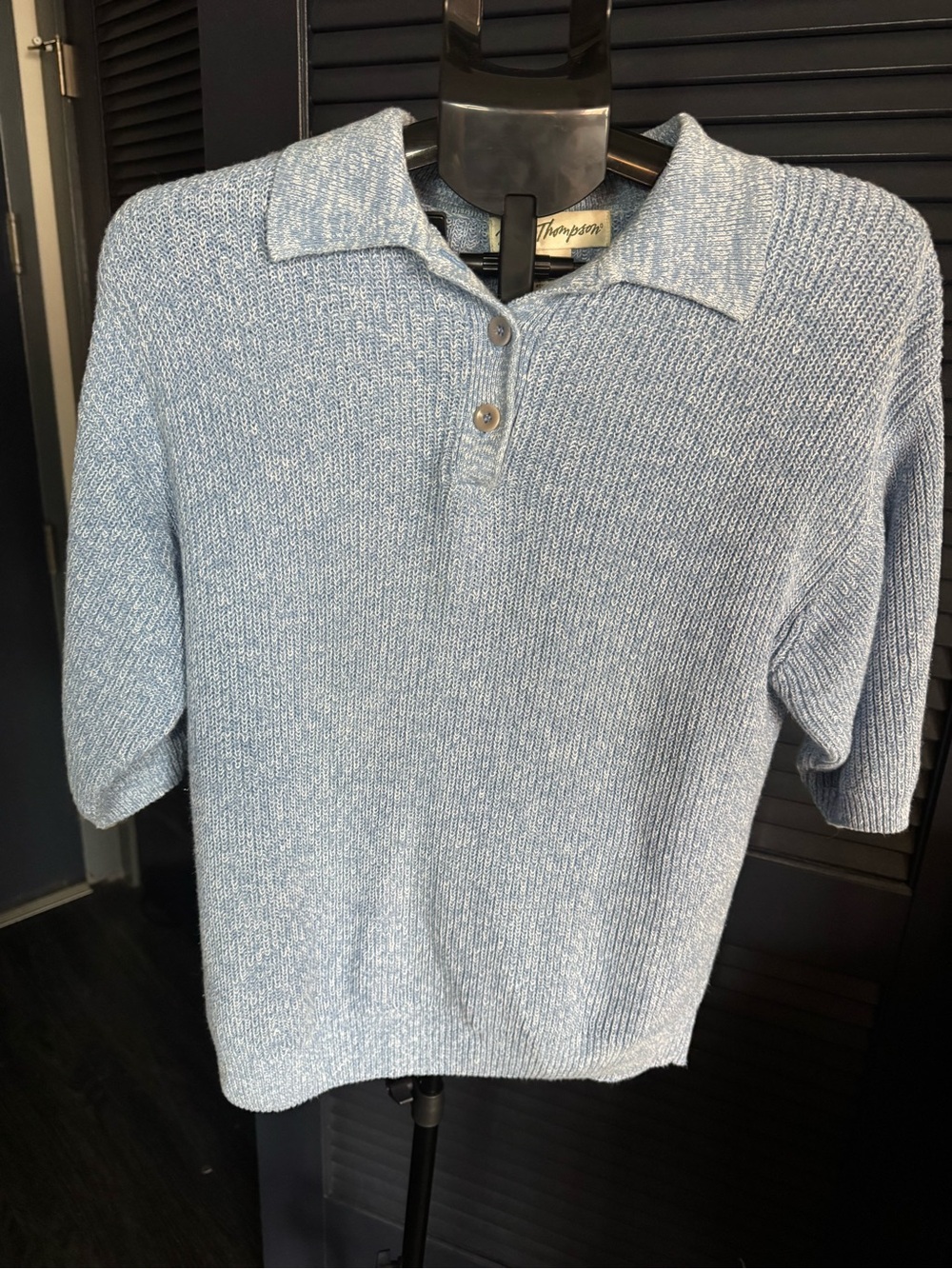 Norm Thompson Blue Linen Cotton Polo Sweater S